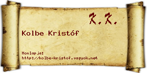 Kolbe Kristóf névjegykártya