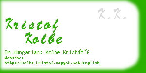 kristof kolbe business card
